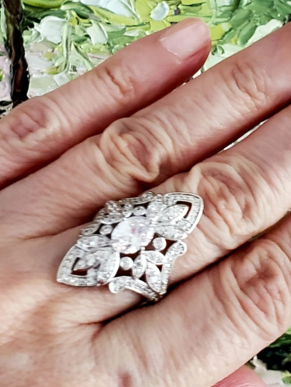 NEW ART DECO VINTAGE STYLE Ring, Sz 6 Clearly Marked Sterling 925 Statement Ring